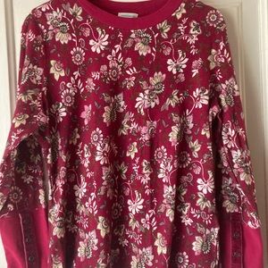 Sundance Floral Magenta Velvet Thermal Henley